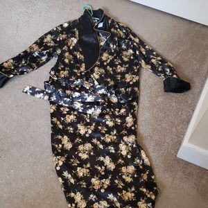 Vintage Long Silk Floral Robe